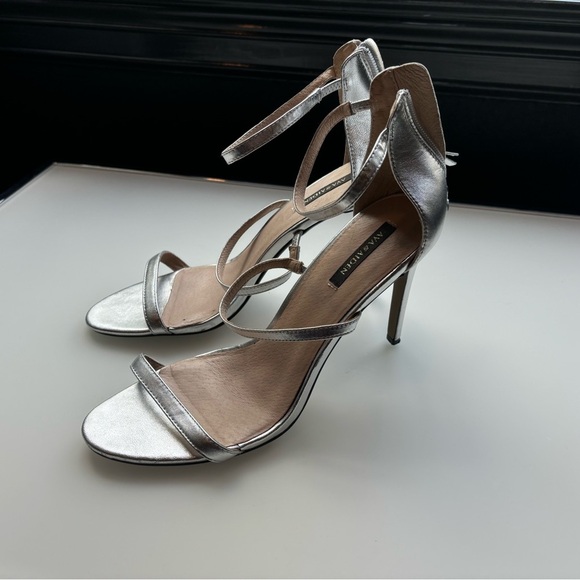 Ava & Aiden Silver Strappy Heels Stiletto - Picture 1 of 4